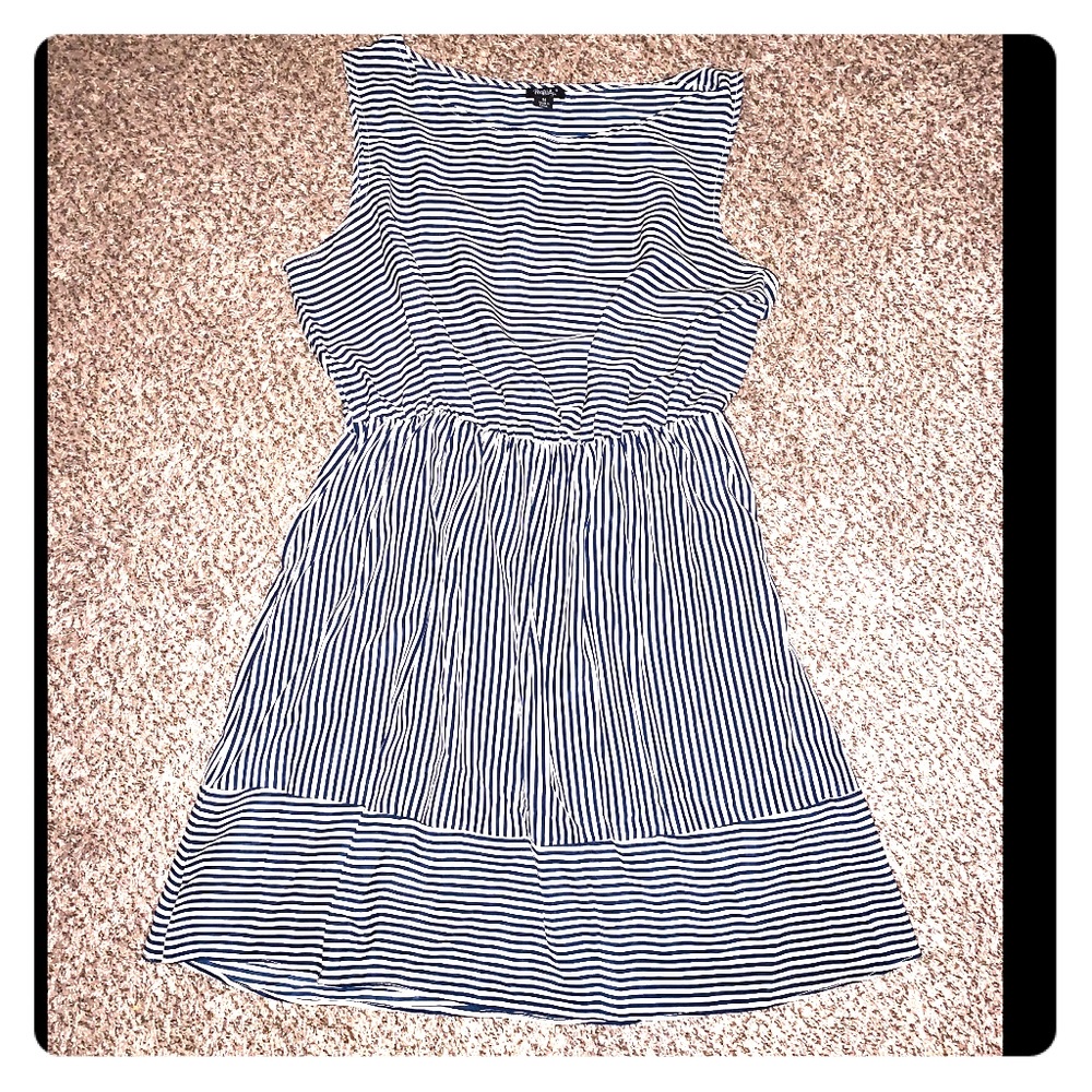 Rhapsody navy and white striped dress